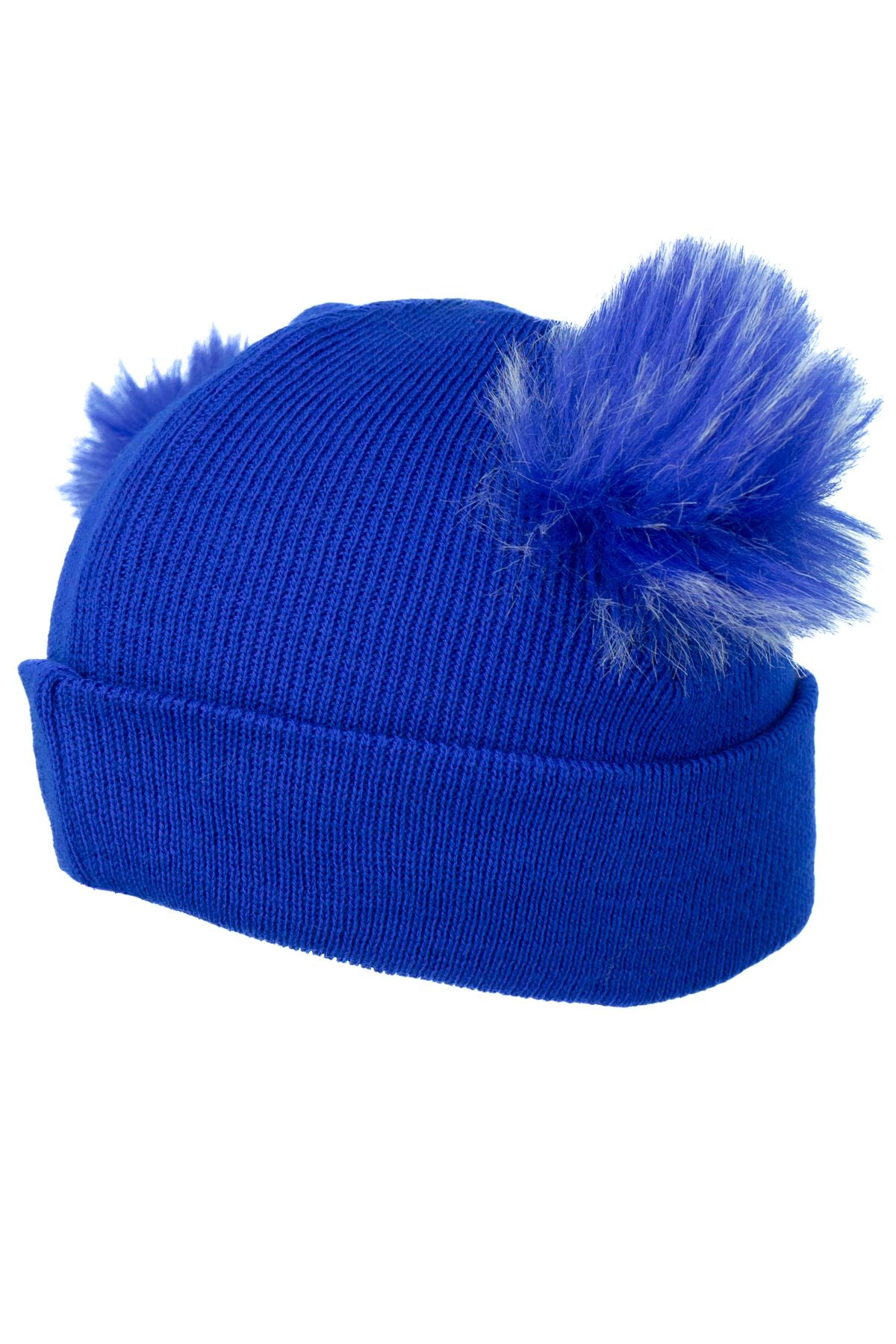 Kız Çocuk Kışlık Kalın Bere Çift Ponpon Model Pamuklu Katlamalı Sıcak Tutar Esnek Rahat